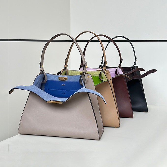 fendi way medium soft trapezoidal open‑top tote handbag